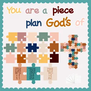 Set decorazione bacheca puzzle croce boho per decorare pareti di classe e ufficio scolastico.