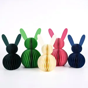 Easter honeycomb paper rabbit decoration accordion folding ornament party desktop decor set