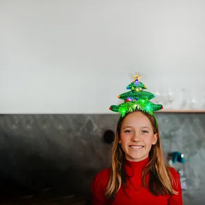 Christmas tree headband with LED lights festive party hair hoop for holiday celebration