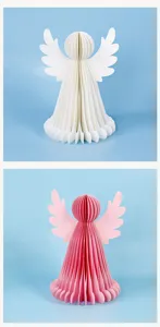 Décoration d'ange en papier alvéolé pour table de fête de Noël, jolie statue d'ange pliable.