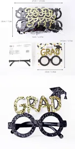 Black gold graduation party glasses photo booth props celebration decoration supplies