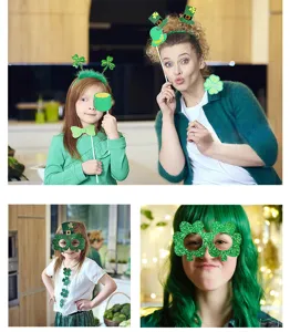 Accessoires de fête de la Saint-Patrick serre-tête trèfle lunettes vertes de fête