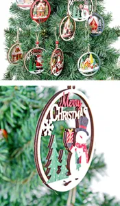 Wooden Christmas tree hanging ornament hollow holiday home decor decoration party gift pendant