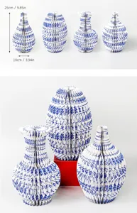 Neues chinesisches blau-weißes Porzellanmuster Wabenpapier-Vase Vintage Heimdekoration.