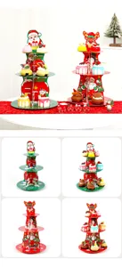 Alzata per torta di Natale in cartone a 3 piani espositore dolci decorazione festa