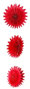 Red 3D paper fan snowflake hanging decoration for wedding and birthday party setup decor
