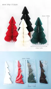 Albero di Natale in nido d'ape di carta, dettaglio decorazione 3D pieghevole per feste.
