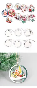 Wooden Christmas tree hanging ornaments hollow design holiday party home decor pendants set