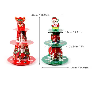 Alzata per cupcake di carta a 3 livelli di Natale espositore per dolci natalizi.