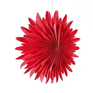 Red 3D paper flower hanging decoration for wedding, birthday, party, and home decor.