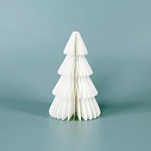Addobbo per albero di Natale a nido d'ape in carta bianca per decorazione scrivania festa festiva.