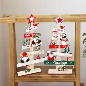 Wooden Christmas Tree Desktop Ornament Festive Letter Board Crafts Sign Table Hanging Decor For Home Office Holiday