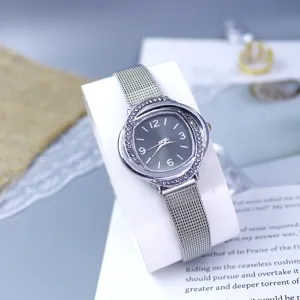 Luxus Strass Damenuhr Quarzuhr Mode Vielseitig Legierung Netzarmband Analog Armbanduhr Für Mädchen Alltag Büro Schmuck