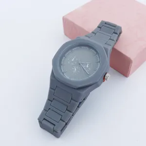 Men's casual quartz watch with stylish silicone strap and multi-function dial for daily wear.