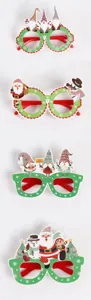 Weihnachts-Brille Set aus Papier mit niedlichen Zwergen, Weihnachtsmann und Schneemann für Feste.