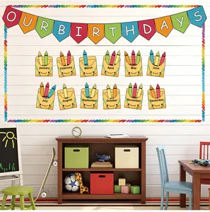 Buntes Geburtstag Pinnwand Dekoration Set fuer das Klassenzimmer und Partygebrauch