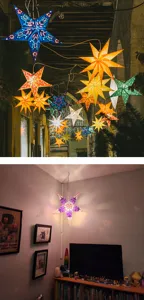 Papier Stern Laterne Lampenschirm festliche Party Hänge Deko Origami Stern Decken Deko
