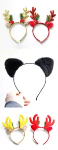 Diadema de asta de reno de Navidad accesorio de pelo lindo para fiesta de adultos y niños
