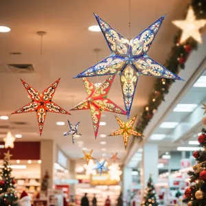 Weihnachtsstern Papier Laterne hohles Design bedruckt fuer Party und Heim Dekoration