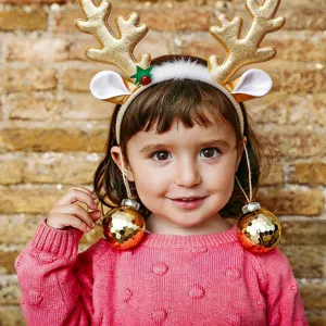 Diadema de cuernos de reno de Navidad bonito accesorio para el pelo de fiesta para niños y adultos