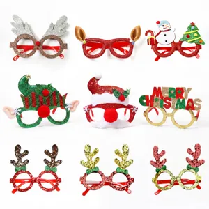 Montatura per Occhiali Decorativi Natalizi per Adulti Bambini Corna di Renna Babbo Natale Alce Pupazzo di Neve Occhiali per Festa di Natale