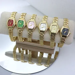 Women Quartz Watch Small Tonneau Dial Gold Silver Alloy Link Bracelet Elegant Wristwatch For Ladies Casual Fashion Dress Watch