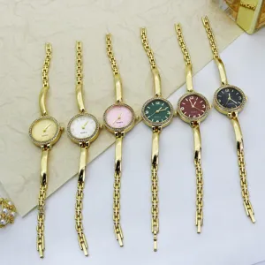 Fashion Bangle Watch For Women Alloy Rhinestone Crystal Bezel Quartz Bracelet Wristwatch Elegant Dress Jewelry For Girls