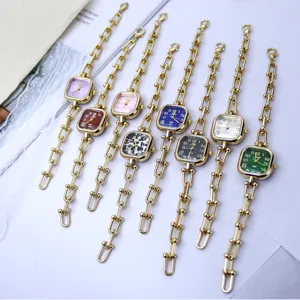 Luxury square dial women watch with metal chain strap, stylish fashion ladies quartz watch