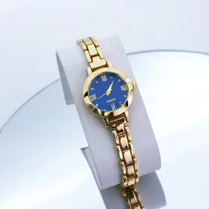 Orologio donna quarzo piccolo quadrante rotondo bracciale catena oro chic vintage.
