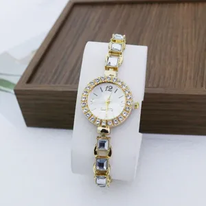 Dames Strass Quartz Armband Horloge Luxe Goud Mode Sieraad Polshorloge Vrouwen Cadeau
