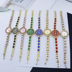 Vrouwen luxe edelsteen armband quartz horloge mode kristal jurk horloge dames