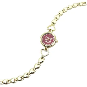 Damen Gold Herz Armband Uhr Quarz Mode Armbanduhr rotes Pferd Zifferblatt Geschenk