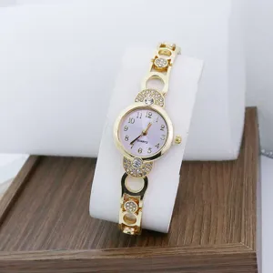 Gold rhinestone women quartz bracelet watch elegant fashion wrist watch chic design