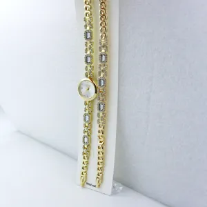 Goldener Strass Quarz Uhr Armband Set Mode Damen Luxus Handgelenk Uhren Zubehör!