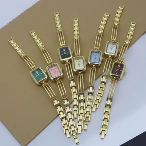 Elegant women quartz bracelet watch with small square dial, versatile fashion jewelry timepiece.