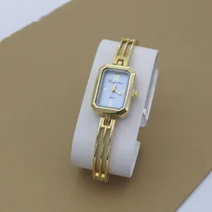 Gold rectangular quartz watch for women stylish bracelet watch elegant accessory