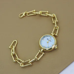 Fashion gold chain women watch elegant blue dial quartz wristwatches casual daily accessory style