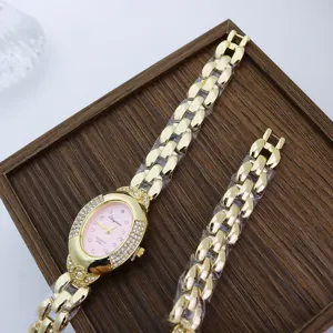 Reloj de cuarzo ovalado vintage para mujer reloj de pulsera de estras lujo detalle