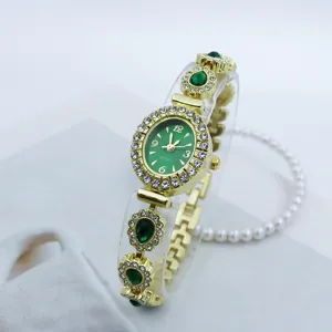 Modische Quarz Armbanduhr Mit Ovalem Zifferblatt Für Damen Luxuriöser Strass Wassertropfen Edelstein Dekor Legierung Armbanduhr Elegante Lässige Schmuckuhr