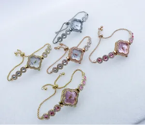 Orologio bracciale al quarzo con trifoglio strass donna elegante orologio student