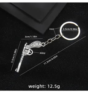 Retro metal pistol keychain alloy gun keyring bag pendant car key accessory cool gift choice.
