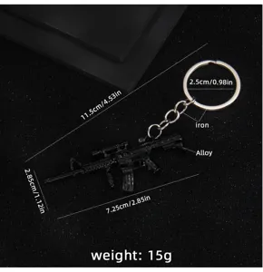 Llavero de fusil de asalto de metal negro modelo aleación colgante mochila accesorio 11,5cm