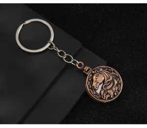 Portachiavi specchietto tascabile testa di cavallo bronzo vintage regalo ottima all'ingrosso