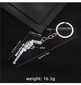Simulation Metal Revolver Model Keychain Pistol Keyring For Car Bag Pendant Gift