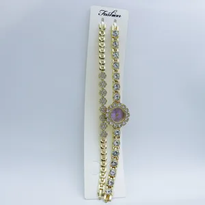 Ensemble montre quartz et bracelet femme strass floral mode vue de detail elegante