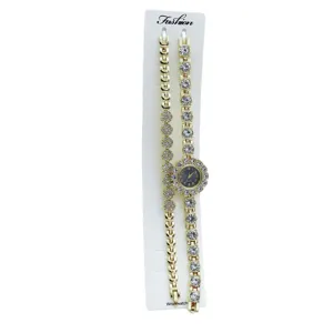 Montre bracelet quartz femme ensemble deux pieces strass fleurs mode horlogerie bijou