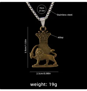 Vintage stainless steel lion sword pendant necklace for men hip-hop sweater chain!