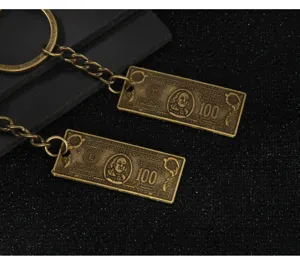 Vintage Metall 100 Dollar Schein Schlüsselanhänger kreative Bronze Währung Schlüsselring.