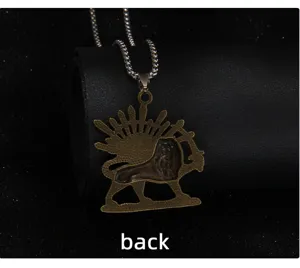 Retro lion pendant necklace for men, vintage stainless steel chain with antique bronze finish.