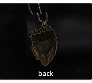 Retro lion crown pendant necklace vintage punk hip hop sweater chain for men jewelry accessories